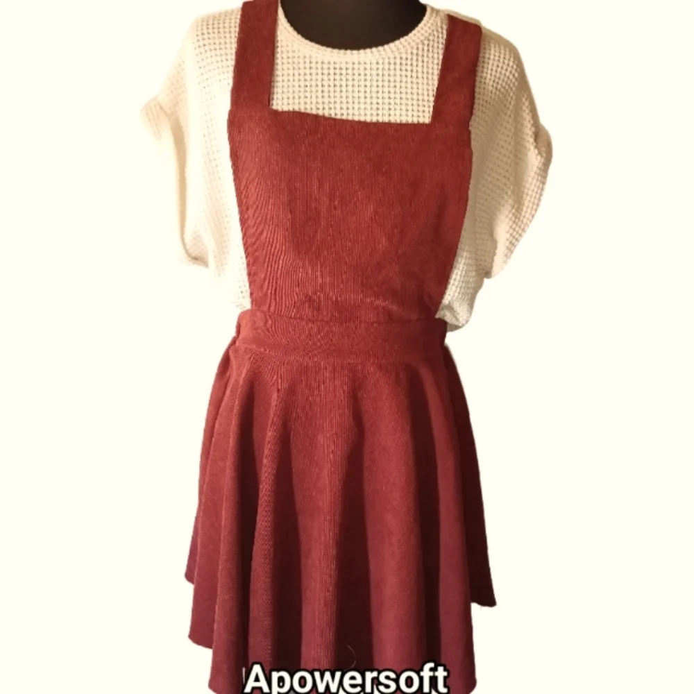 Burgundy Corduroy Jumper Dress (0223) - Picture 1 of 5